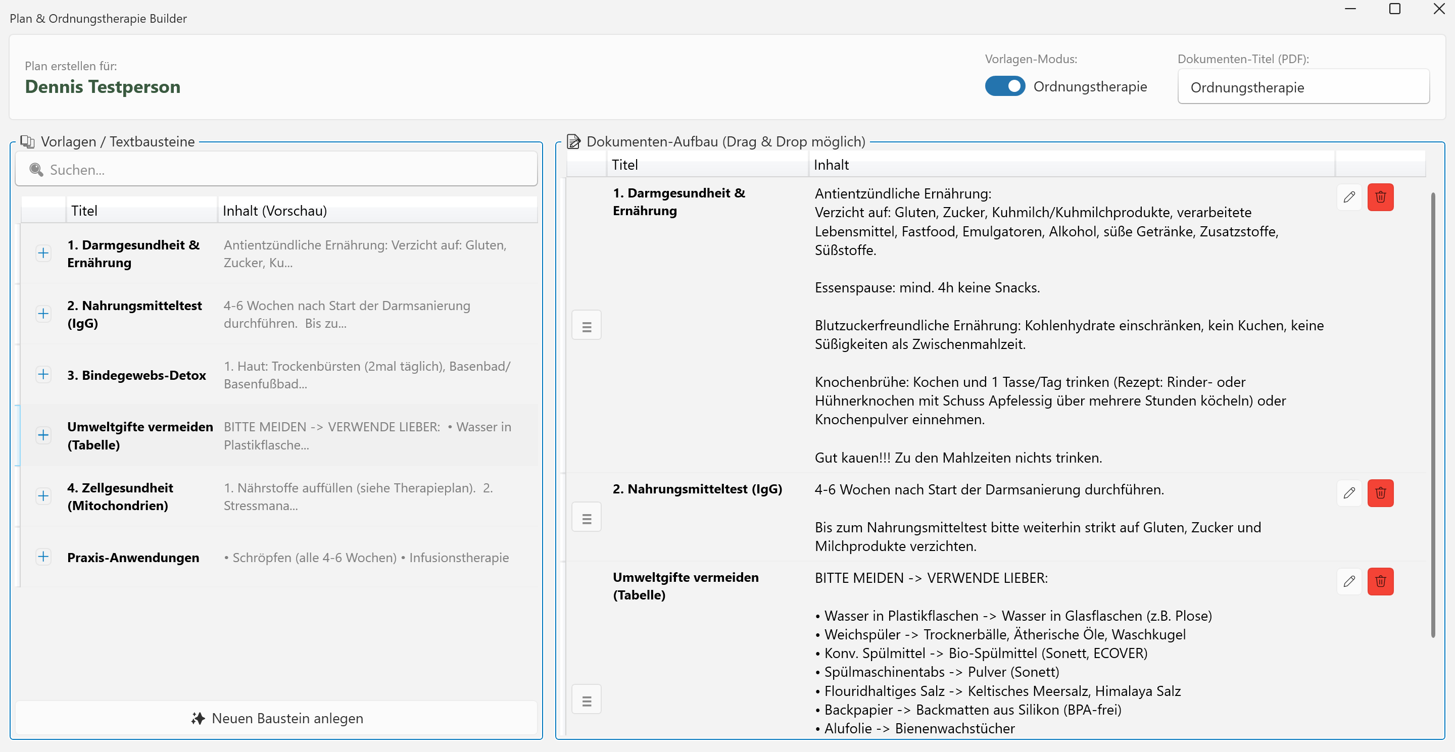 Therapieplan Builder